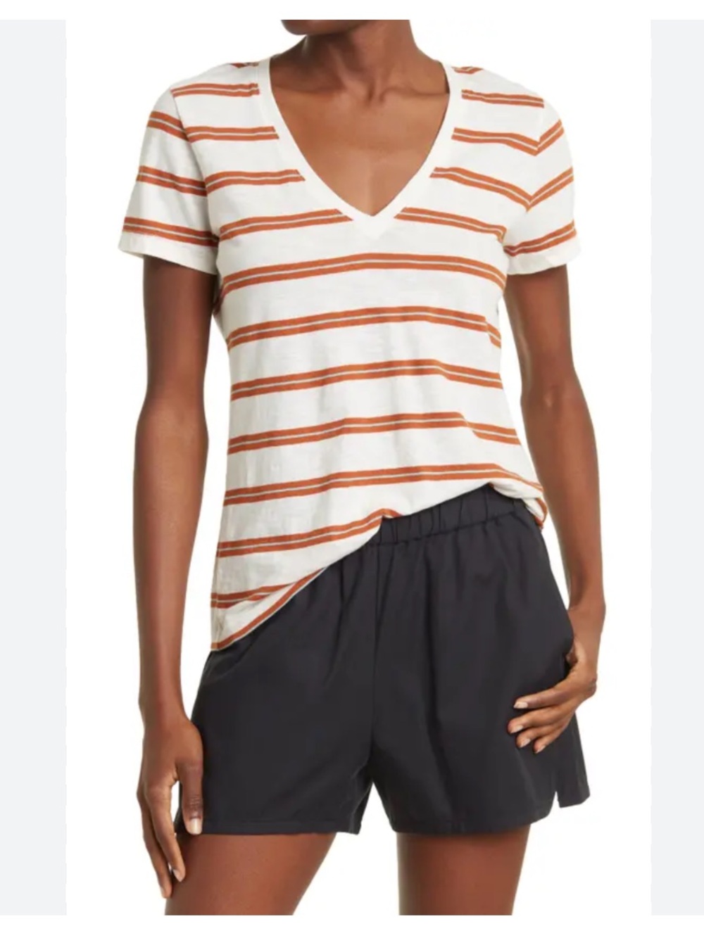 Madewell Striped V-neck Tee